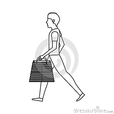 Young man with shopping bag Vector Illustration