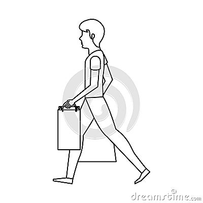 Young man with shopping bag Vector Illustration