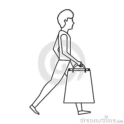 Young man with shopping bag Vector Illustration