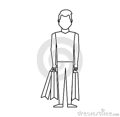 Young man with shopping bag Vector Illustration