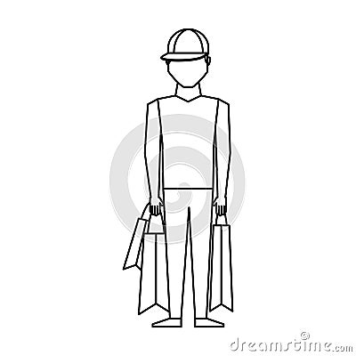 Young man with shopping bag Vector Illustration