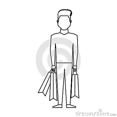 Young man with shopping bag Vector Illustration