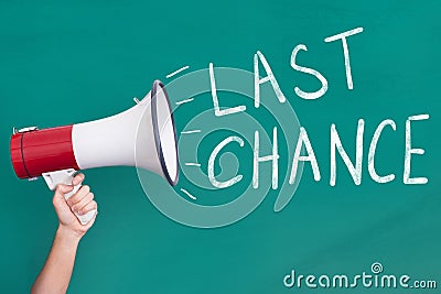 Megaphone with Last Chance Announcement Stock Photo