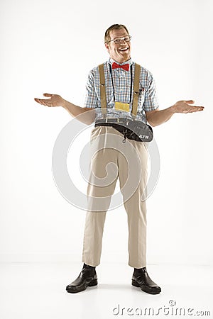 Young man shrugging his shoulders. Stock Photo