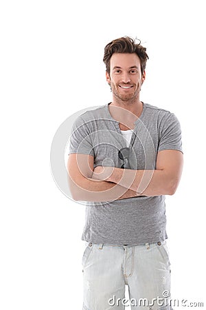 Young man smiling happily at summertime Stock Photo