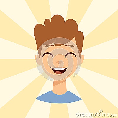 Young man smiling person caucasian attractive portrait cheerful male character vector illustration. Vector Illustration