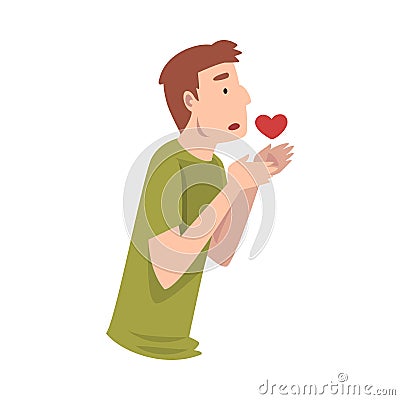 Young Man Standing Sadly With Heart Vector Illustration Vector Illustration