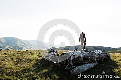 Young man exploring the great outdoors Stock Photo