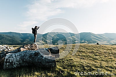 Young man exploring the great outdoors Stock Photo