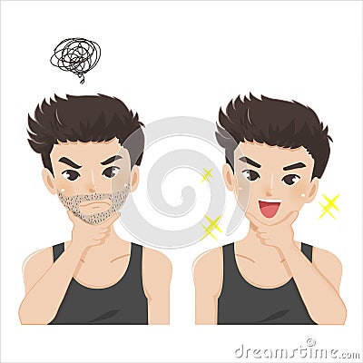 Beard shaving for handsome men Vector Illustration