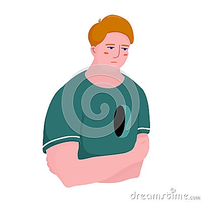 Young man suffering from psychological trauma Vector Illustration