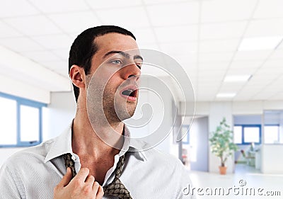 Young man sweating Stock Photo