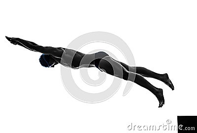 Young man swimmer swimming silhouette Stock Photo