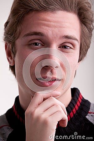 Young man with symbolic expression Stock Photo