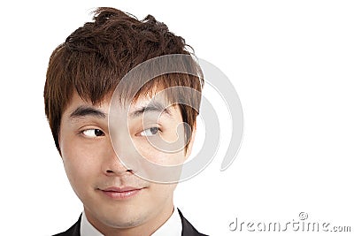 Young man thinking portrait Stock Photo