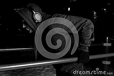 Young man training on street Stock Photo