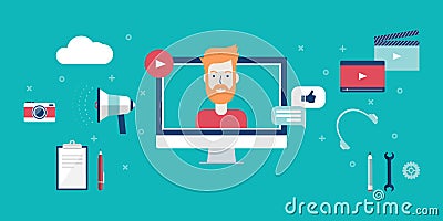 Video Blogging Concept Vector Illustration
