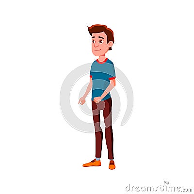 young man waiting taxi on street cartoon vector Vector Illustration