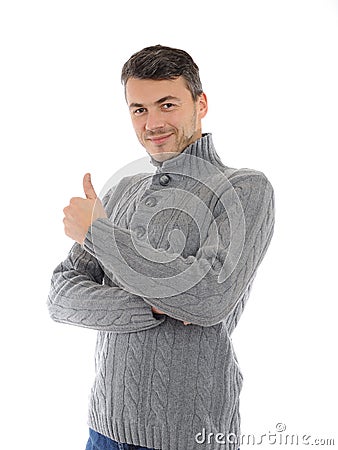 Young man in warm winter casual clothes Stock Photo