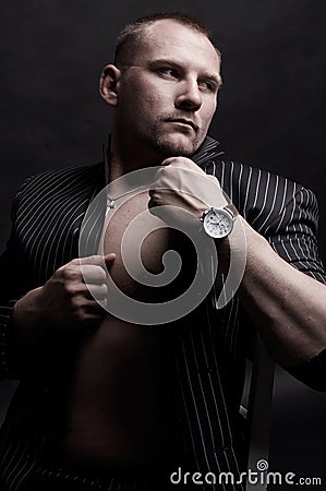 Young man with watch Stock Photo