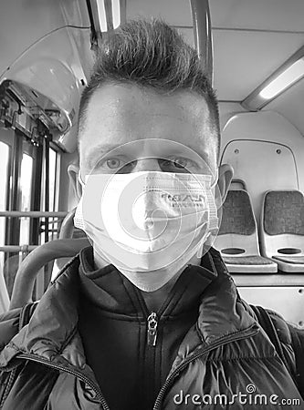 Young man wearing face mask Editorial Stock Photo