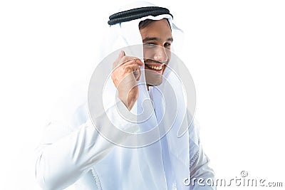 Young Man Wearing Traditional Arabic Clothing Stock Photo