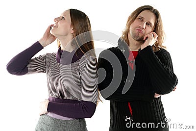 Young man and woman talking Stock Photo