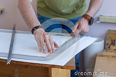 The young man working in hes office Stock Photo