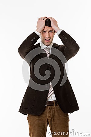Young manager in panic. Stock Photo
