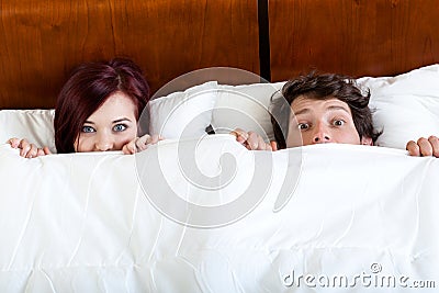 Young marriage in bed Stock Photo