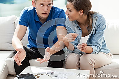 Young marriage having bills to pay Stock Photo