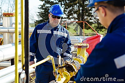 The mechanic , operator production gas, oil, gas industry Stock Photo