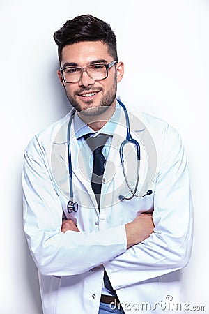 Young medic with hands crossed Stock Photo