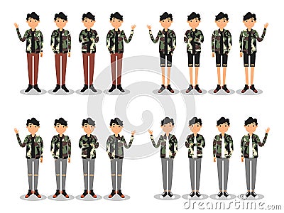 Young men fashion modern flat avatar Vector Illustration