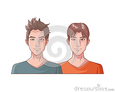 Young men friends avatars characters Vector Illustration