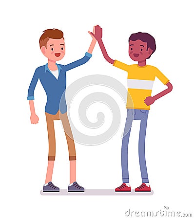 Young men giving high five Vector Illustration