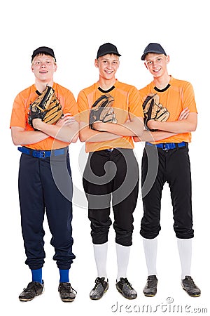 Young men in the shape of a baseball game Stock Photo