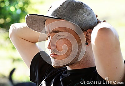 Young modern man depressed,stressed & under pressure Stock Photo