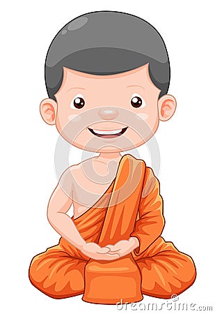 Young monk cartoon Vector Illustration