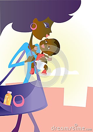 Young mother and baby Vector Illustration