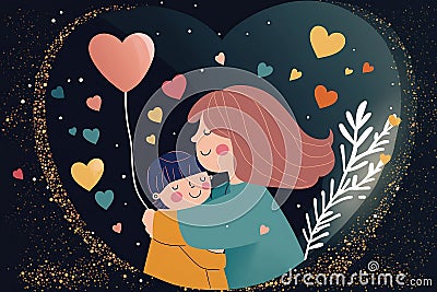 Young Mother and child, smiling and embracing each other Stock Photo