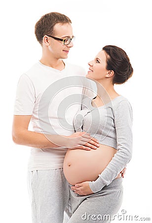Young mother and father waiting for the baby Stock Photo