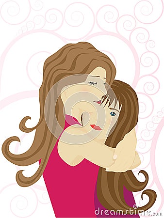 Young mother with her daughter Vector Illustration