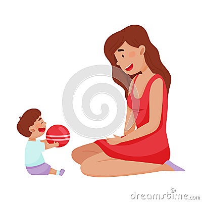 Young Mother and Her Little Baby Having Fun Together Vector Illustration Vector Illustration