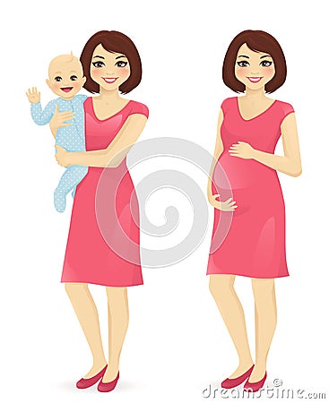 Young mother set Vector Illustration