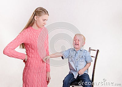Young mother took the child's toy Stock Photo