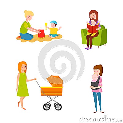 Young mother vector characters. Vector Illustration