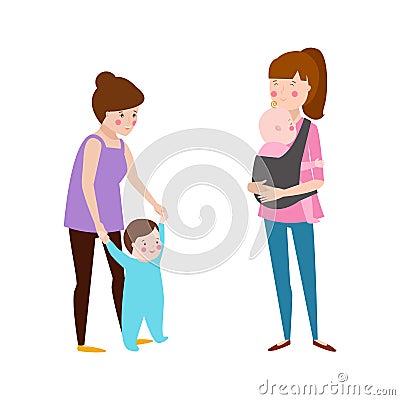 Young mother vector characters. Vector Illustration