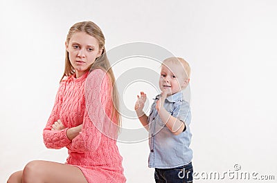 Young mother was mad at three year old boy Stock Photo