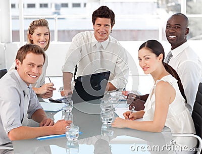 Young Multi Cultural Business Team at work Stock Photo